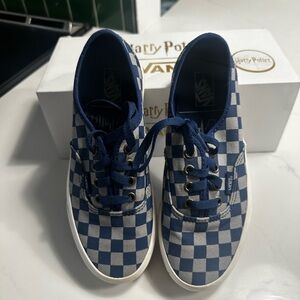 Vans Blue and White Checkered Sneakers